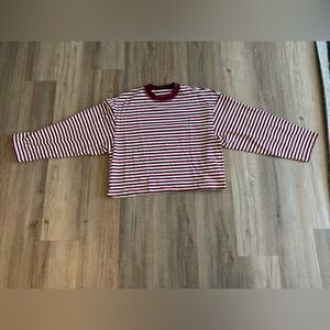 Lioness bloom long sleeved top in burgundy and cream